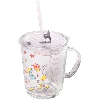 Intirilife Kinder Trinkbecher 400 ml , Weiß , Glas , 0.4 L , 8.8x11.5x12.5 cm , Füttern, Kindergeschirr & Kinderbesteck
