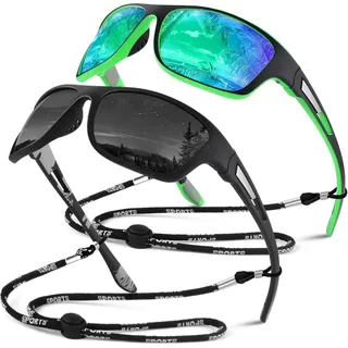 Sunier Polarisierte Sonnenbrille Herren Damen UV400 Cat 3 CE, Sport Fahrradbrille verspiegelt & unzerbrechlich