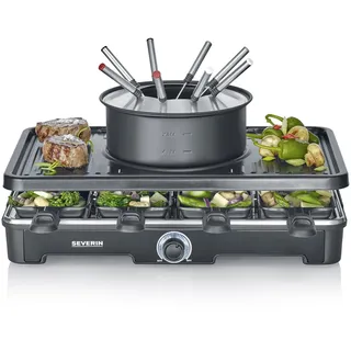 Severin RG 2347 Raclette-Fondue-Kombination 1.400 W für 8 Personen schwarz