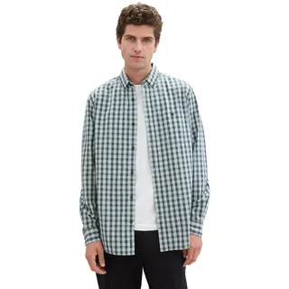 Karohemd TOM TAILOR "Vichy", Herren, Gr. S, N-Gr, blau (dusty mint blau vichy check), Obermaterial: 100% Baumwolle, kariert, regular fit taillenbedeckt, ohne Ausschnitt, Hemden Karohemd, mit Knopfleiste