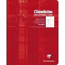 Clairefontaine 3763C - Heft / Schulheft Clairenfantine, 17x22 cm, 32 Blatt, doppelte Linien 3 mm, 90g, geheftet, farbig sortiert, 1 Stück