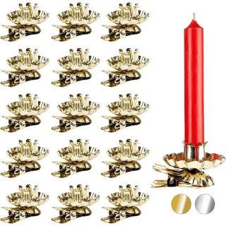 BRUBAKER 20er Pack Baumkerzenhalter für Weihnachtsbaum - Vintage Kerzenhalter Gold - Traditionelle Kerzenzwicker mit Clip - Gold