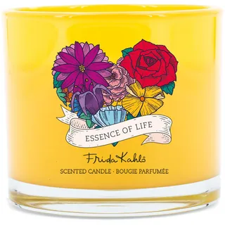 Frida Kahlo Duftkerze, "Essence of Life", Aromakerze, HxBxT: 8x9x9 cm, Glas, Naturwachs, handgefertigt, 180g, bunt