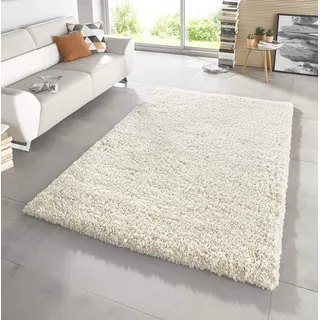 Mint Rugs Venice Hochflor Wohnzimmer-Teppich Weich Flauschig Langflor Shaggy Flokati Einfarbig für Kinderzimmer Schlafzimmer Arbeitszimmer Küche Flur Creme Meliert 120x170 cm, Kunstfaser