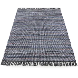 carpetfine Kelim Chindi Wendeteppich 60 x 110 cm Schwarz