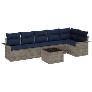 vidaXL Gartensofa-set 7 stk. Grau Poly-Rattan - Grau
