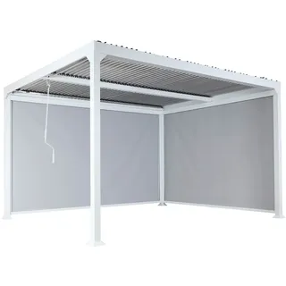 Mendler Alu Pergola HWC-L41 3,06 x 3,7 m inkl. 2 Seitenteile Weiß
