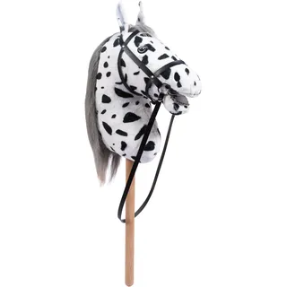 HKM Hobby Horse Maya – Steckenpferd braun, abnehmbare Trense & Lange Mähne, 40 cm Holzstiel – für Hobby Horsing Dressur & Parcours