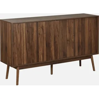 sweeek - Skandinavisches Sideboard mit Holzdekor B 150 cm - Dunkles Holz - Braun