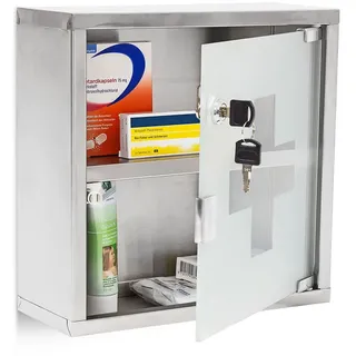 Koopmann International Medizinschrank Arzneischrank Hausapotheke aus Edelstahl & Glas