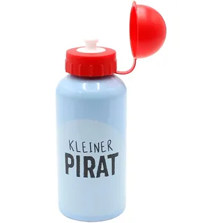 Dekohelden24 ***Kinder Trinkflasche - Pinguin mit Spruch - Kleiner Pirat - H/Ø ca. 17,7 x 6,6 cm, Edelstahl, Füllmenge 400 ml, Deckel Kunststoff