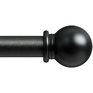 gardinenstange schwarz 71-300 cm, wandmontage gardinenstangen set mit Halterungen, Dekorativ 16mm schwarz matt gardinenstange 3m lang