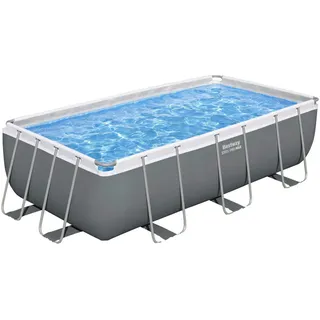 Bestway Poolset Power Steel 56441 , Grau , Metall, Kunststoff , Uni , 201x100x404 cm , Freizeit & Co, Pools & Wasserspaß, Pools, Aufstellpools