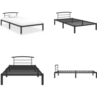 vidaXL Bettgestell Schwarz Metall 100x200 cm - Bettgestell - Bettgestelle - Bettrahmen - Einzelbett - Schwarz