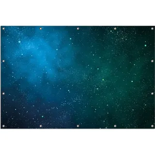 Wallario Outdoor-Poster für Garten oder Balkon, Motiv Sternenhimmel - Milchstraße und Sterne bei Nacht, in ca. 120 x 180 cm - Schwarz