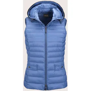 Kurzweste MADELEINE "Steppweste Wattierte Steppweste mit Kapuze", Damen, Gr. 38, blau (rauchblau), Obermaterial: 100% Polyamid PA., Modern, normal, Westen Kurzweste