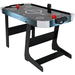 FANTASK Airhockey Tisch klappbar, Tischhockey mit LED-Anzeige & 12V-Motor, Airhockeytisch Lufthockey, Air Hockey Spieltisch mit 2 Pucks & 2 Schiebern für Kinder Erwachsene, 144 x 68 x 79 cm