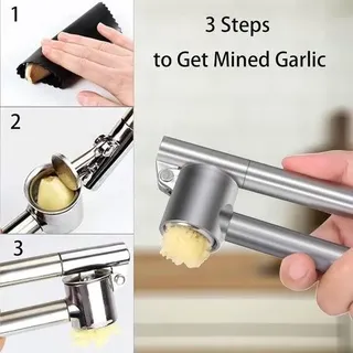 Knoblauchpresse Edelstahl 18 cm - mit Schälhilfe und Bürste - spülmaschinenfest