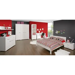 FORTE Snow Bett, Liegefläche 140 x 200 cm, Holzwerkstoff, Weiß,145,6 x 80,8 x 204,8 cm