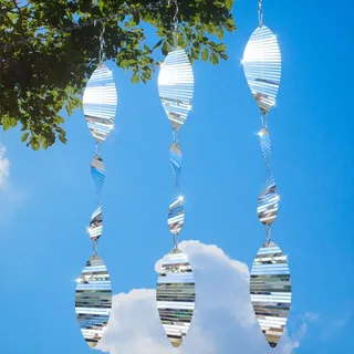 3D Reflektierende Vogelschreck,Windspirale Vogelabwehr,Silber reflektierende Wind Spiral,Vogelabwehrmittel für Vogelbalkon und Gartendekoration,Vogelabwehrmittel Schützt Haus & Eigentum vor Vögeln