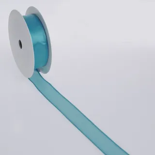 Seidiges Dekoband mit Drahtkante - Petrol - 25 mm - 20 m - 43222 25 73 (0,81€/m)
