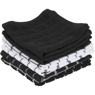 Ritz Kitchen Creations 100% Baumwoll-Frottee-Geschirrtuch, Schwarz, 6-Pack Dish Cloths, 6