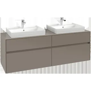 Villeroy & Boch Collaro Waschbeckenunterschrank, für 2 Waschbecken, 1600x548x500mm, C02400VN, Farbe: Front/Korpus: Cashmere Grey, Griff: Cashmere Grey