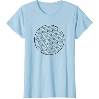 Lebensblume Heilige Geometrie Blume des Lebens Glücksbringer T-Shirt, Damen, Himmelblau, M