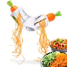 Cafendi | Spiralschneider - 3in1 Hand Spiralschneider für Gemüsespaghetti - Gemüsehobel für Karotte, Zucchini, Gurke, Kartoffel & Gemüsespaghetti