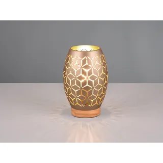 Orientalische kleine LED Nachttischlampe für die Fensterbank mit Holzfuß, H 21cm