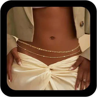 Xduargs Boho Geschichtet Kugel Taille Kette Gold Bikini Taille Gürtel Vintage Büroklammer Bauch Kette Einstellbar Sommer Strand Dünne Ketten Zubehör Schmuck Für Frauen
