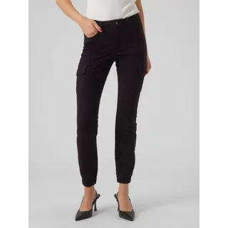 Vero Moda Damen Jeans Hose Stretch Denim Jogger Pants Cargo Stoffhose VMIVY, Farben:Schwarz, Größe:S / 32L, Beinlänge:L32