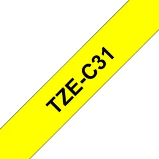Brother TZe-C31 / TZe-C31 Black on fluorescent Yellow Ribbon (12mm x 5m)