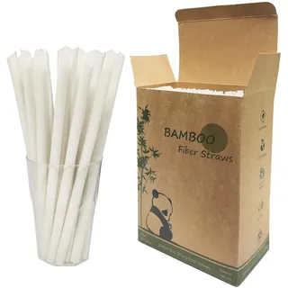 180 Stück Bambus Bubble Tea Strohhalme 230mm*10mm, Plant Faser Jumbo Smoothie Boba Strohhalmes Einweg für Heißes und Kaltes Trinken