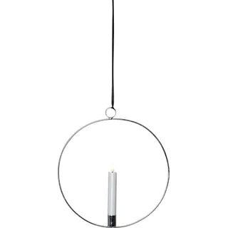 EGLO LED Weihnachtsdeko Kerze mit Deko Ring Hängedekoration | Weihnachten mit Timer, Fenster Kerzenring hängend aus Metall in Silber und Echtwachs, batteriebetrieben, warmweiß, Ø 28,5 cm