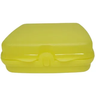 Tupperware Sandwich-Box Aufbewahrungsbox Brotdose quadratisch mit Scharnier und Verriegelung (gelb)