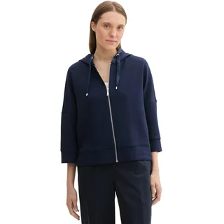 TOM TAILOR Damen Sweatjacke mit Kapuze,10668 - Sky Captain Blue, XXL
