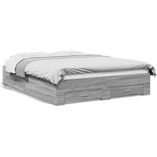 vidaXL Bettgestell mit Schubladen Grau Sonoma 160x200 cm Holzwerkstoff - Grau