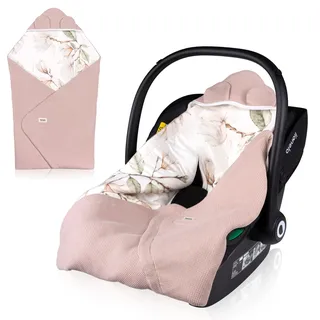 lionelo TRAVEL Swaddle Blanket Warmes Babytuch für Kindersitz, Tragetasche, Kinderwagen, Ganzjährig, Weiche Babydecke 90x90 cm, Klettverschluss, 100% Baumwolle