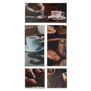 Wandbild 5er Set 86x42cm Leinwand Kaffee Cappuccino Küche Deko Bild