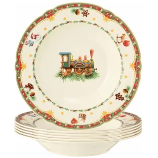 SELTMANN WEIDEN Suppenteller Marieluise Weihnachtsnostalgie 23 cm beige 6er Set