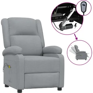 vidaXL Massagesessel Elektrisch Hellgrau Stoff - Grau