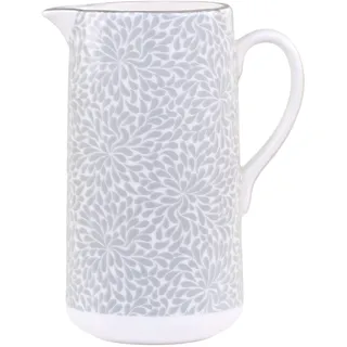 Karaffe, Wasserkrug aus Keramik, Vase Kanne Arés mit Muster Porzellan H19,5/L15/B9 cm, 1100 ml französich Grau