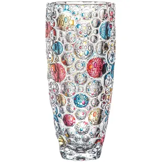 Bunte Glasvase für Blumen 25cm groß, Heavy Duty Kristallglas Blumenvase, handgemalte dekorative Vase für Blumenarrangements, Tisch Mittelstücke, Hochzeiten, Housewarming, Home Deco