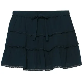 Sommerrock SUPERDRY "CHEESECLOTH TIERED MINI SKIRT", Damen, Gr. XS, eclipse navy, Web, Obermaterial: 100% Baumwolle, unifarben, regular fit kurz, Röcke Sommerrock, aus Baumwolle, Regular Fit, mit Gummizug, unifarbene Optik