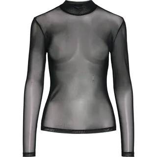 pieces Langarmshirt »PCNINNI LS T-NECK MESH TOP NOOS BC«, schwarz