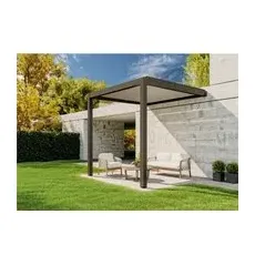 Huun Pergola Mezzo Wandmontiert in Anthrazit 300 x 300 cm