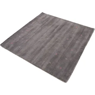 carpetfine Gabbeh Uni Wollteppich 150 x 150 cm Grau