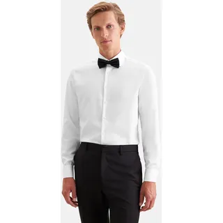 Smokinghemd SEIDENSTICKER, Herren, Gr. M (39), verlängerte Ärmellängen, weiß, 100% Baumwolle, unifarben, tailored fit, Doppelmanschette, Hemden Smokinghemd, Gala Uni