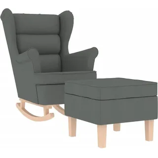 vidaXL Schaukelstuhl mit Fußhocker Polyester 74 x 102 x 90 cm Dunkelgrau